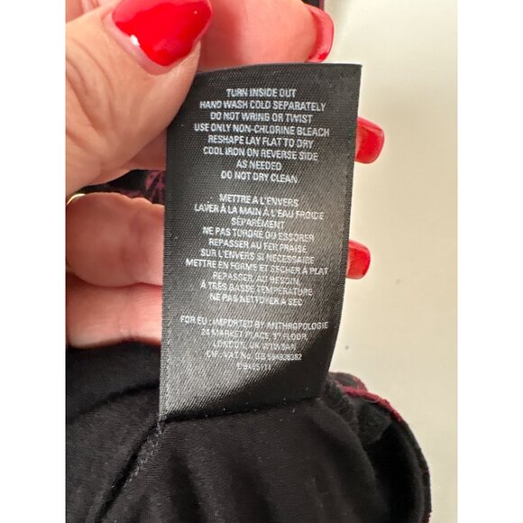 Maeve ANTHROPOLOGIE Women’s Elorn Burgundy Black Lace Ruched Dress Size 6 Goth - Picture 8 of 15